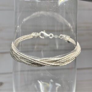 Italian 925 Sterling Silver Multi-Strand Braided Rope Chain Bracelet 7.25"